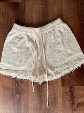 VRG GRL Cream Knit Drawstring Shorts